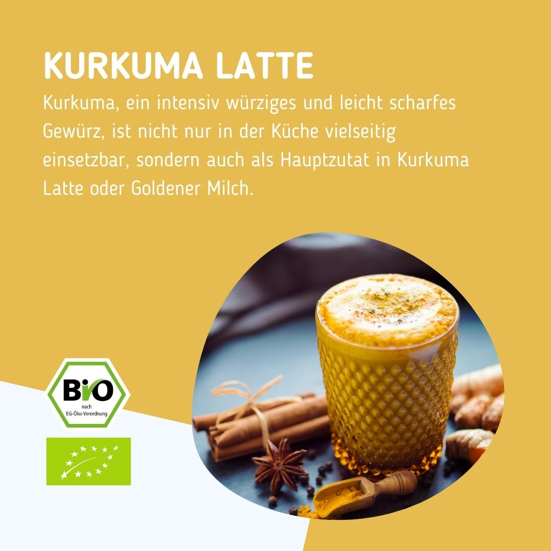 Bio Kurkuma in einem Kurkuma Latte und Goldener Milch